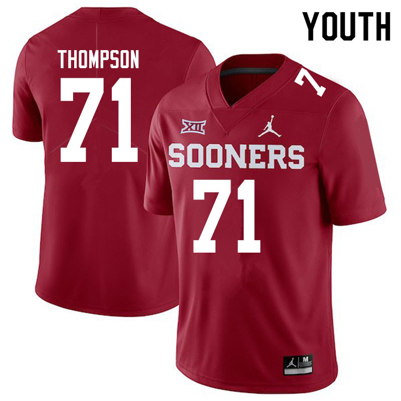 Youth #71 Michael Thompson Oklahoma Sooners Jordan Brand College Football Jerseys Sale-Crimson